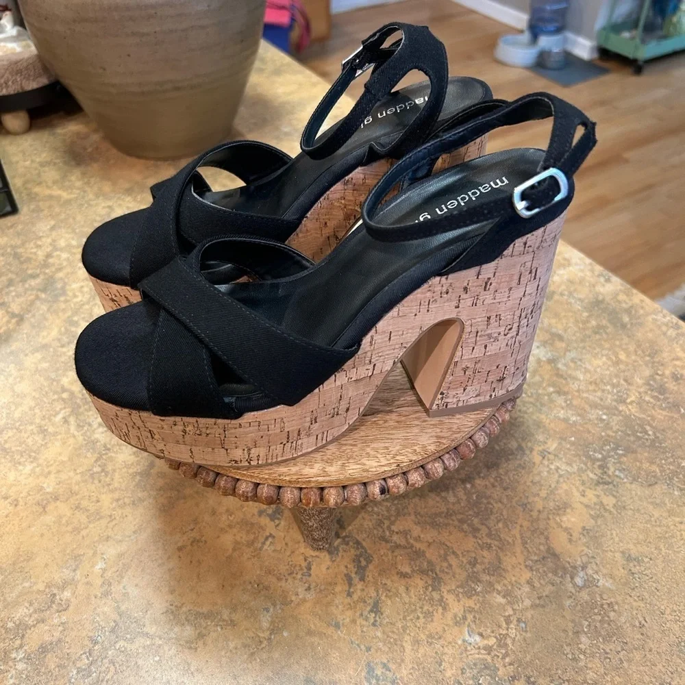 Madden Girl Ankle Strap Black Platform Sandals